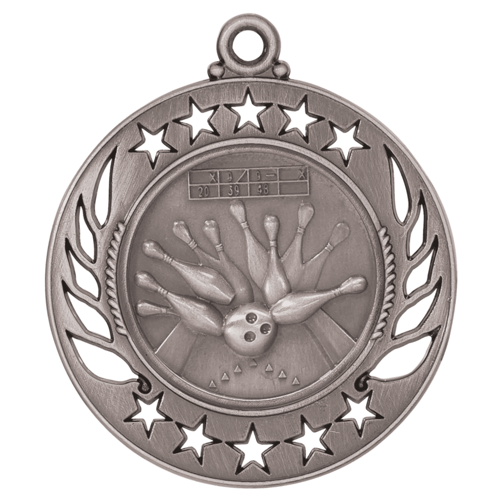 Antique Silver 2 1/4" Bowling Galaxy Medal