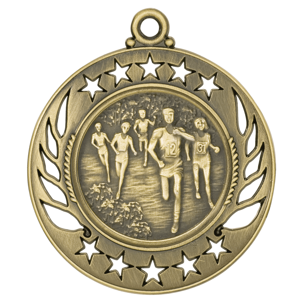 Antique Gold 2 1/4" Cross Country Galaxy Medal