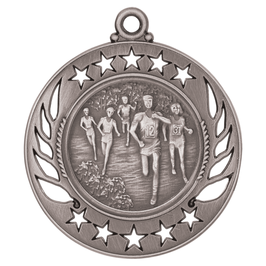 Antique Silver 2 1/4" Cross Country Galaxy Medal