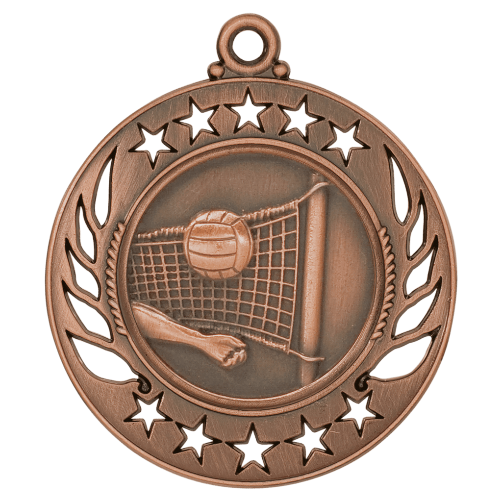 Antique Bronze 2 1/4" Volleyball Galaxy Medal