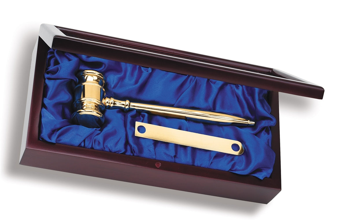 Solid Brass Gavel in Presentation Box
