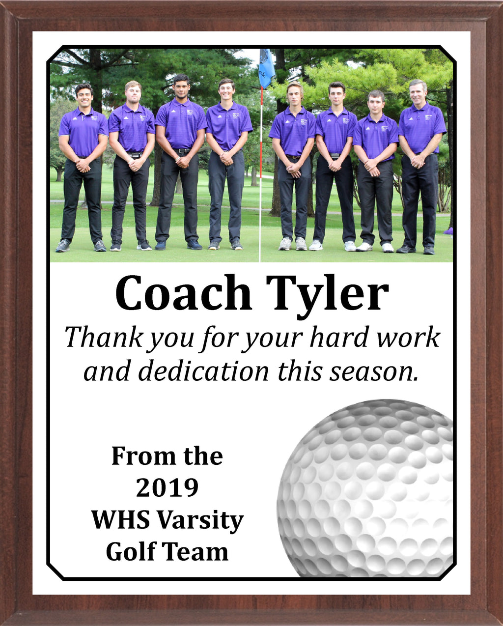 Economy Heat Transfer Team Photo Plaque, Golf