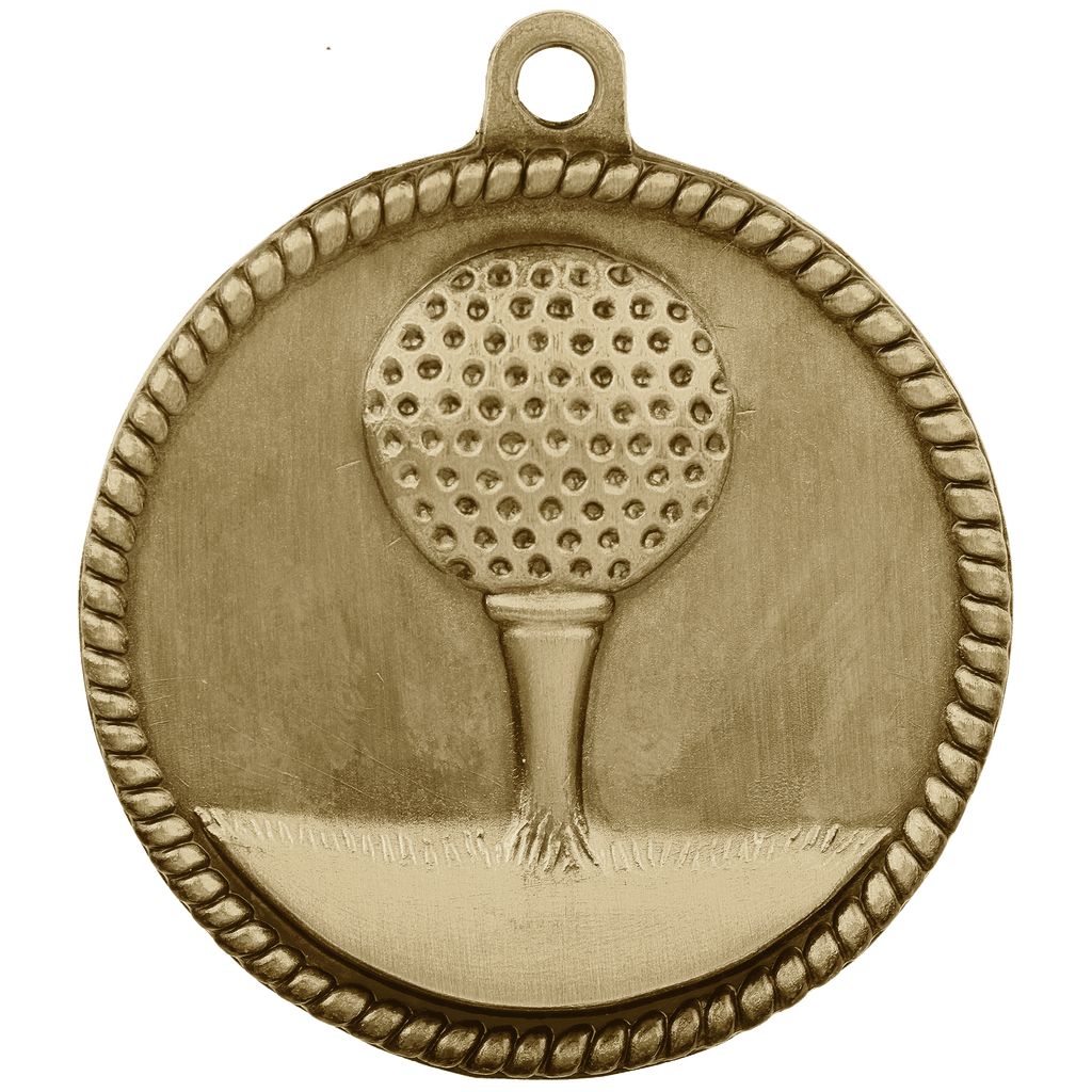 Antique Gold 2" Golf High Relief Medal
