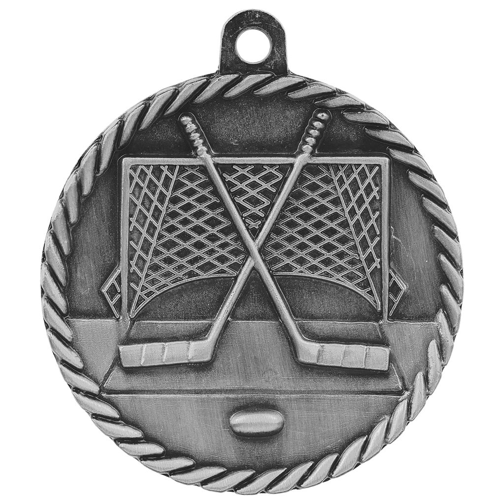 Antique Silver 2" Hockey High Relief Medal