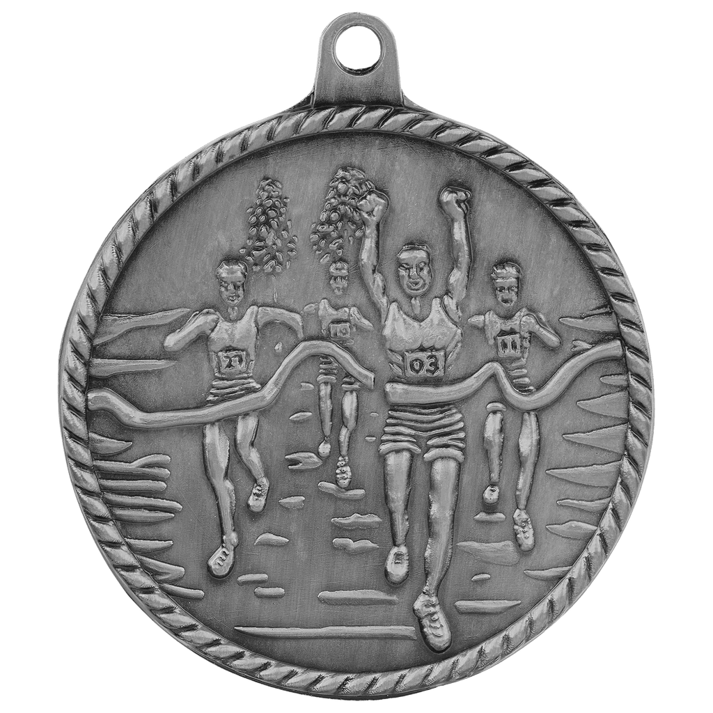 Antique Silver 2" Cross Country High Relief Medal