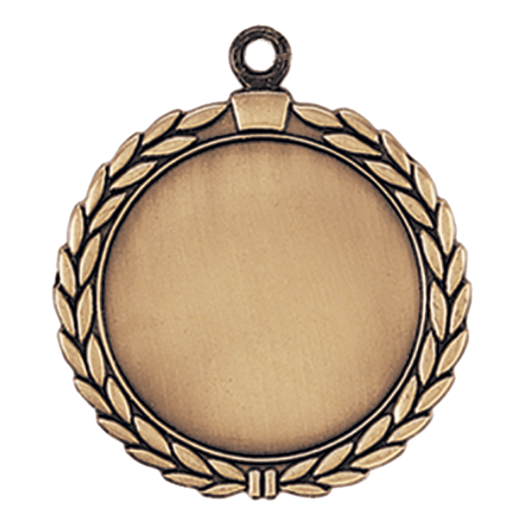 Antique Gold 2 1/2" Wreath 2" Insert Holder Medal