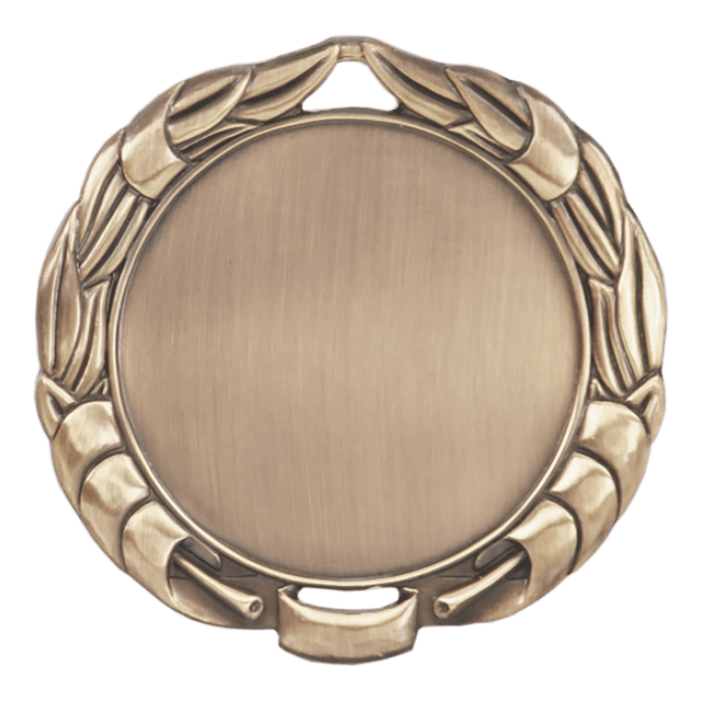 Antique Gold 2 3/4" Wreath 2" Insert Holder Medal (double sided)