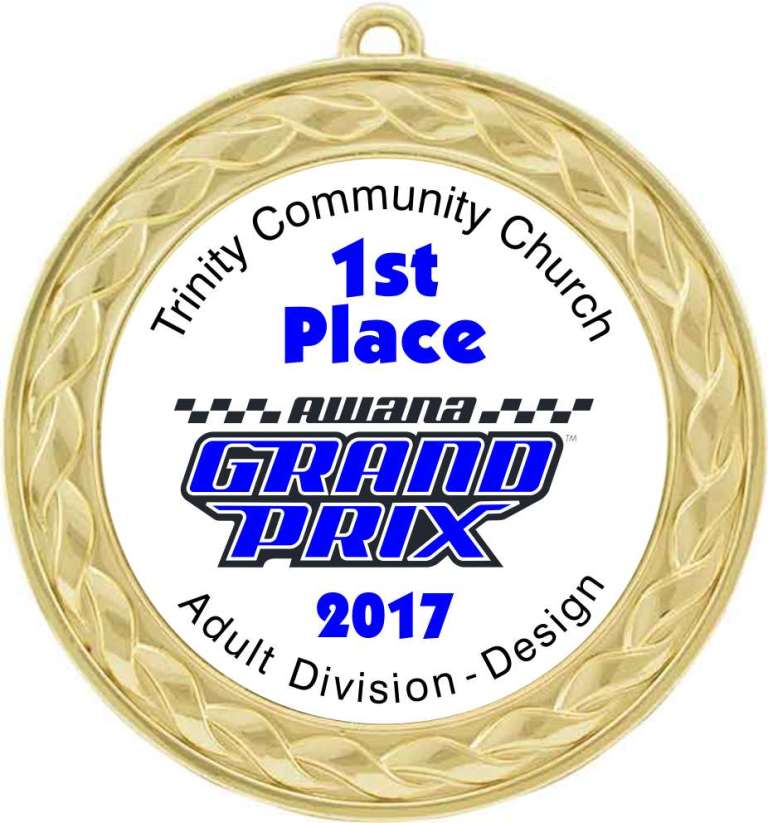  Custom Insert Medal, Gold - your graphics and text!