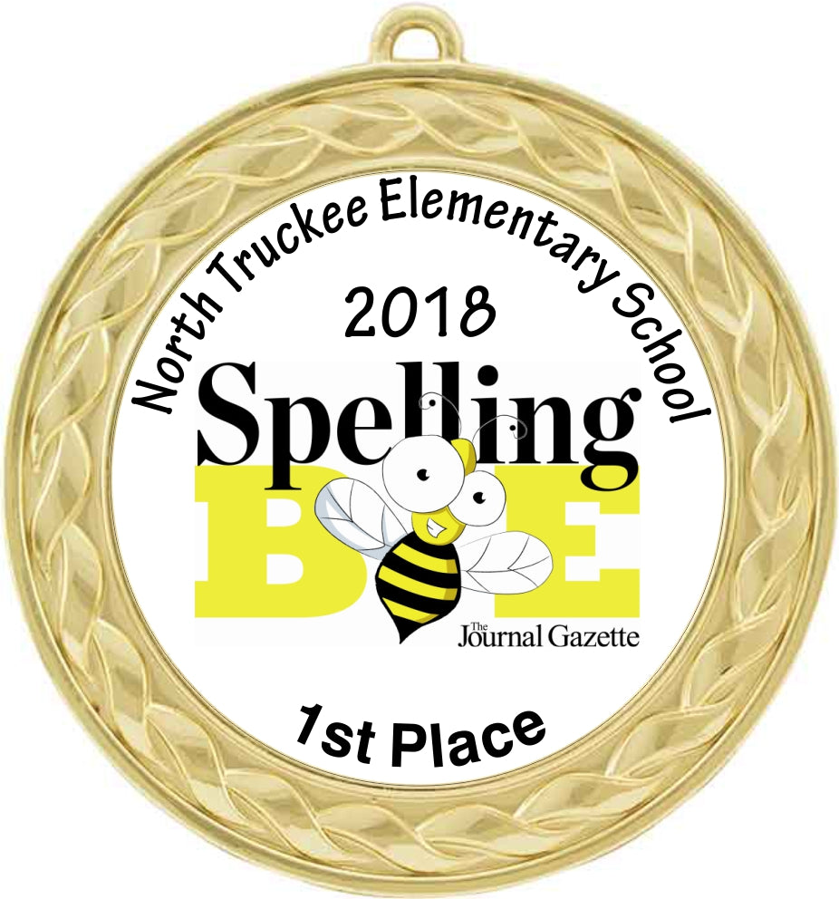  Custom Insert Medal, Gold - your graphics and text!