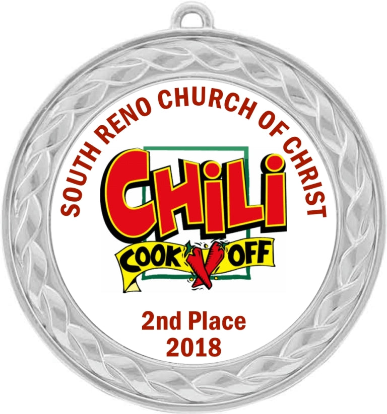  Custom Insert Medal, Silver - your graphics and text!