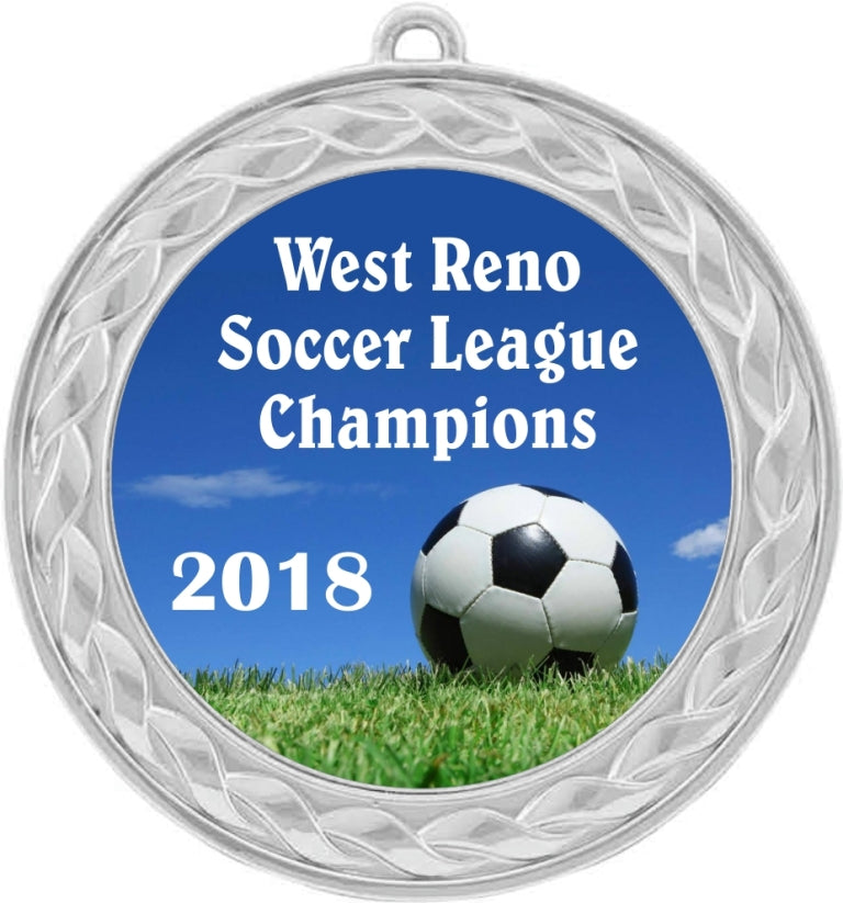  Custom Insert Medal, Silver - your graphics and text!