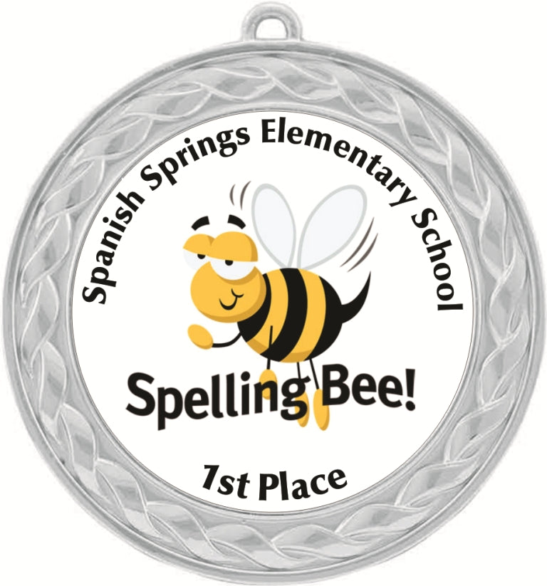  Custom Insert Medal, Silver - your graphics and text!