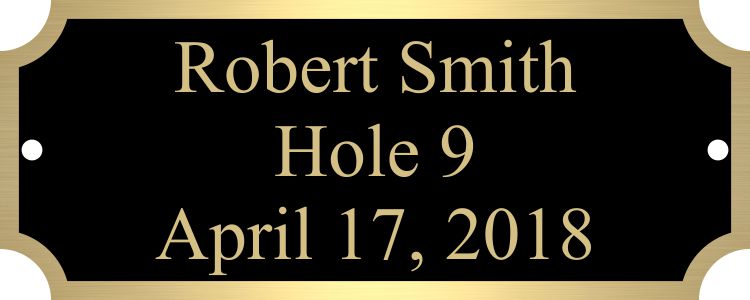 1" x 2 1/2" Black Brass Plate with Gold Border, Engraved