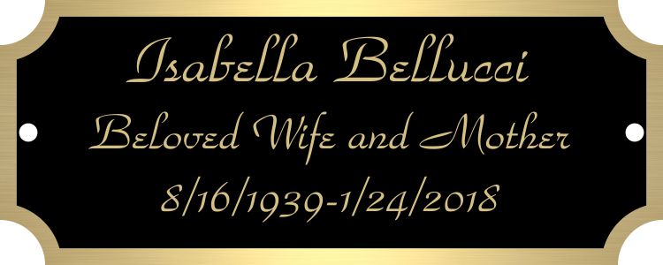 1" x 2 1/2" Black Brass Plate with Gold Border, Engraved