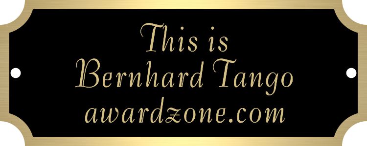 1" x 2 1/2" Black Brass Plate with Gold Border, Engraved