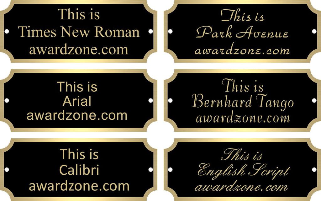 1" x 2 1/2" Black Brass Plate with Gold Border, Engraved