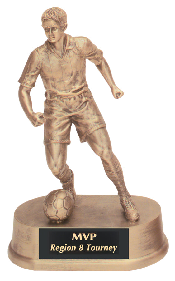 7 3/4 inch Antique Gold Male Soccer Resin