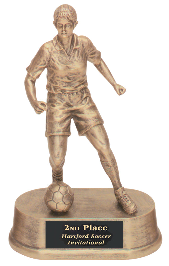 7 3/4 inch Antique Gold Female Soccer Resin