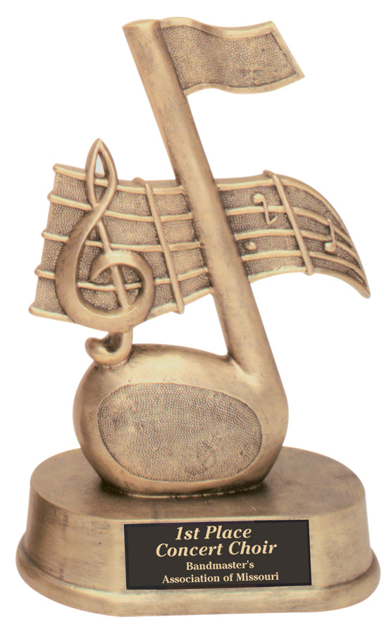 7 3/4 inch Antique Gold Music Note Resin
