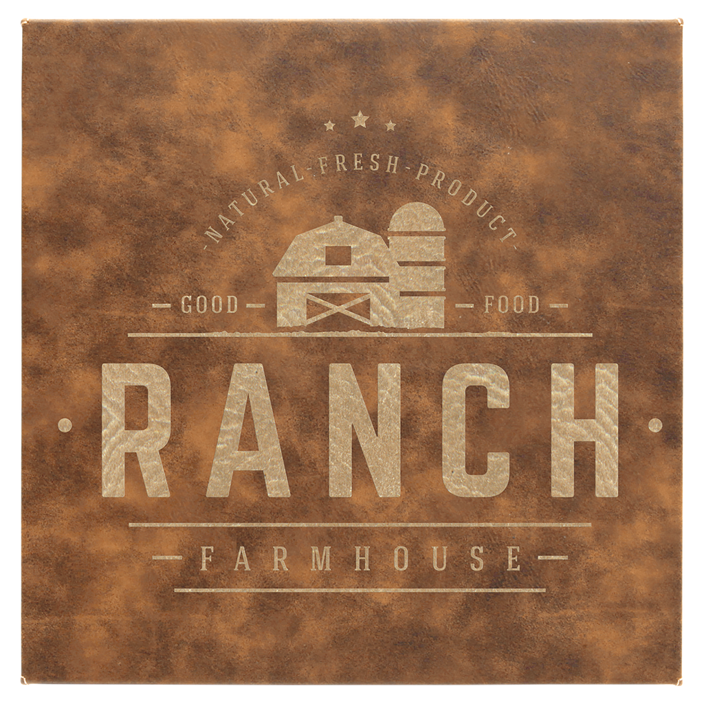 Rustic/Gold 10" x 10" Laserable Leatherette Wall Decor with Sawtooth Hanger