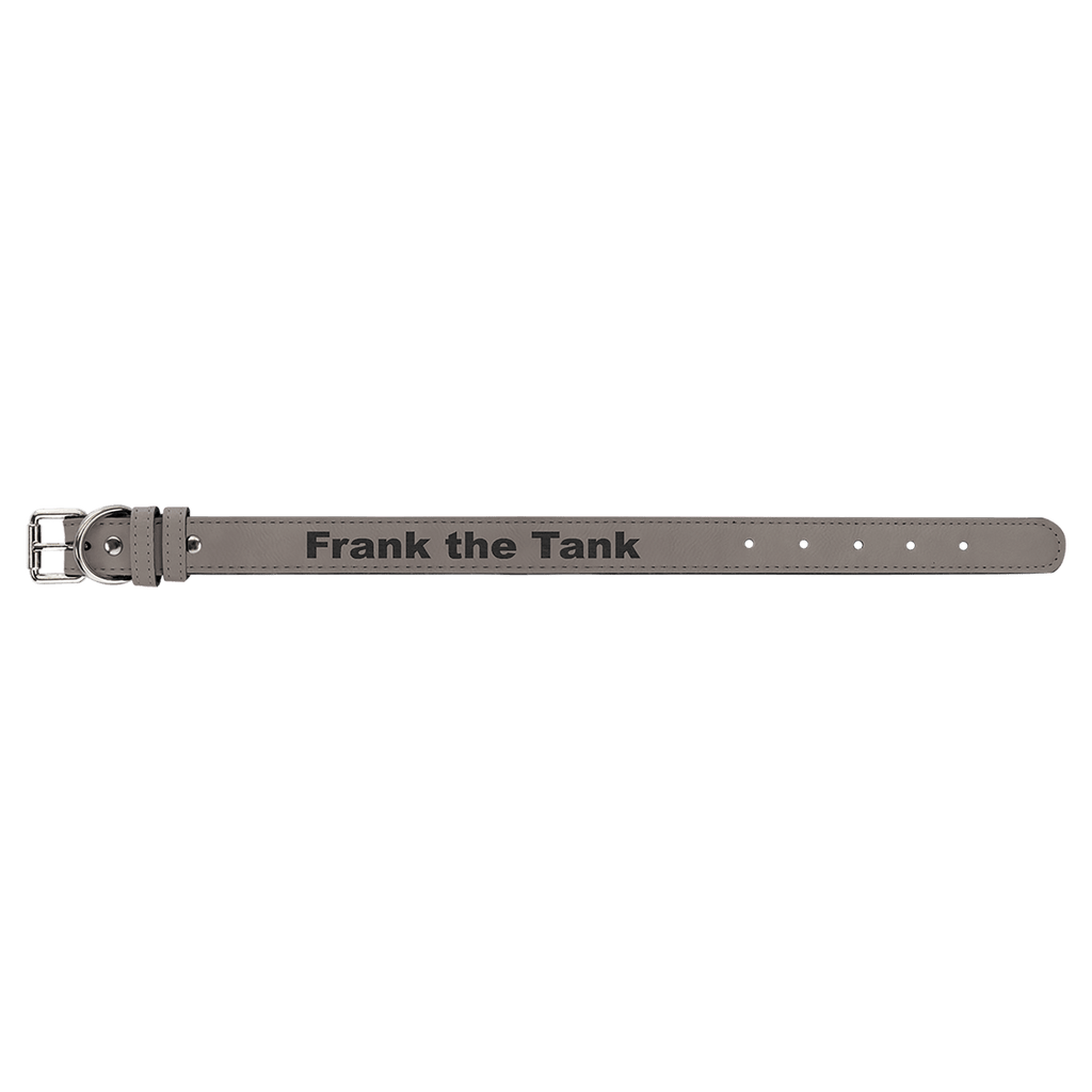 Gray Medium 19" x 1" Laserable Leatherette Dog Collar