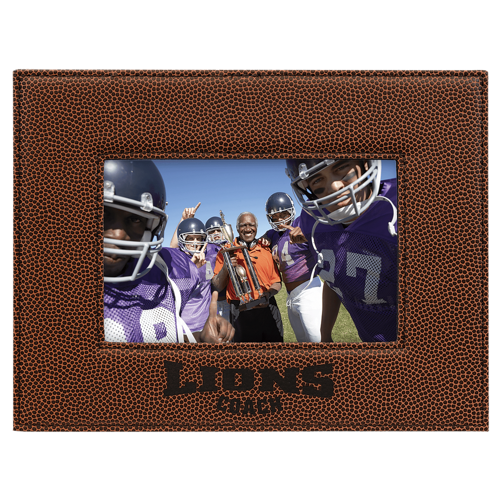 Football 4" x 6" Laserable Leatherette Photo Frame