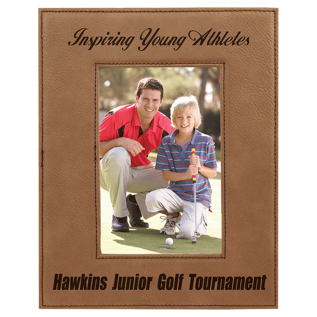 Dark Brown 4" x 6" Laserable Leatherette Photo Frame