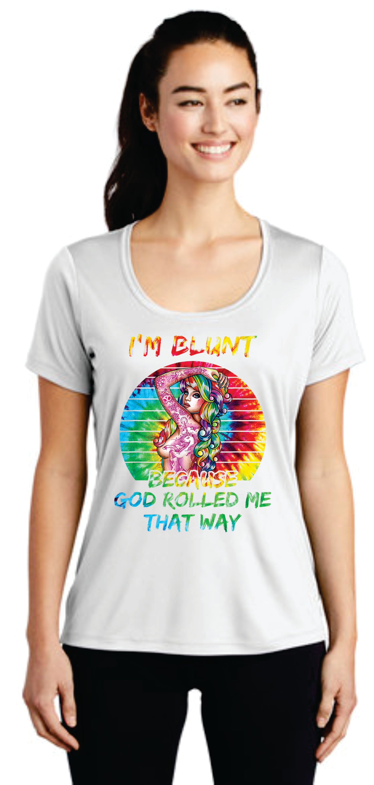 I'm Blunt Because Ladies' Top (unicorn tattoo)