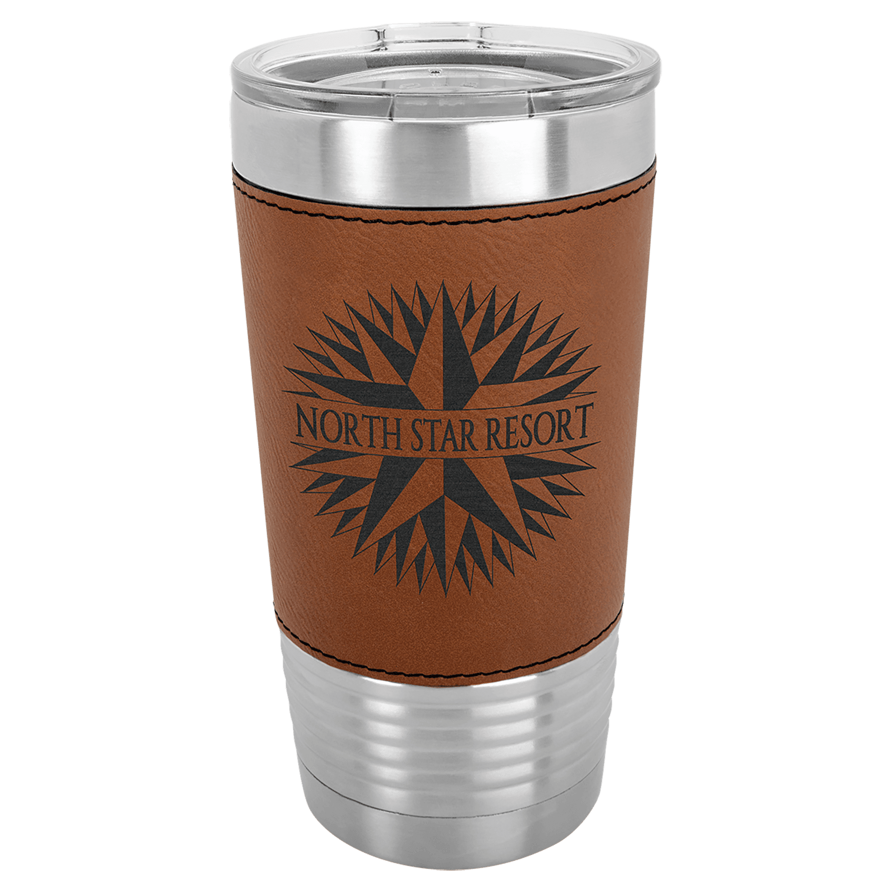 Rawhide Laserable Leatherette Tumbler with Clear Polar Camel 20 oz. Lid