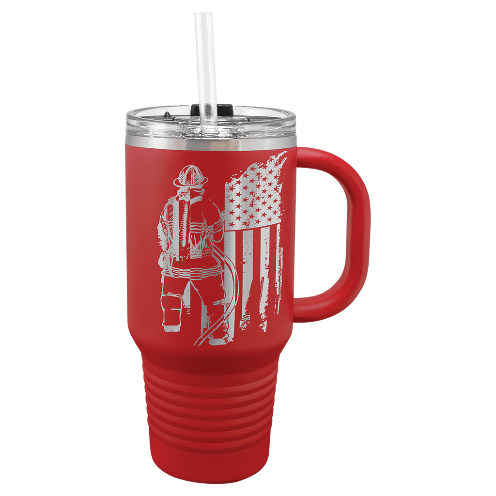 Polar Camel 32 oz. Red Travel Mug with Snap Lid and Straw