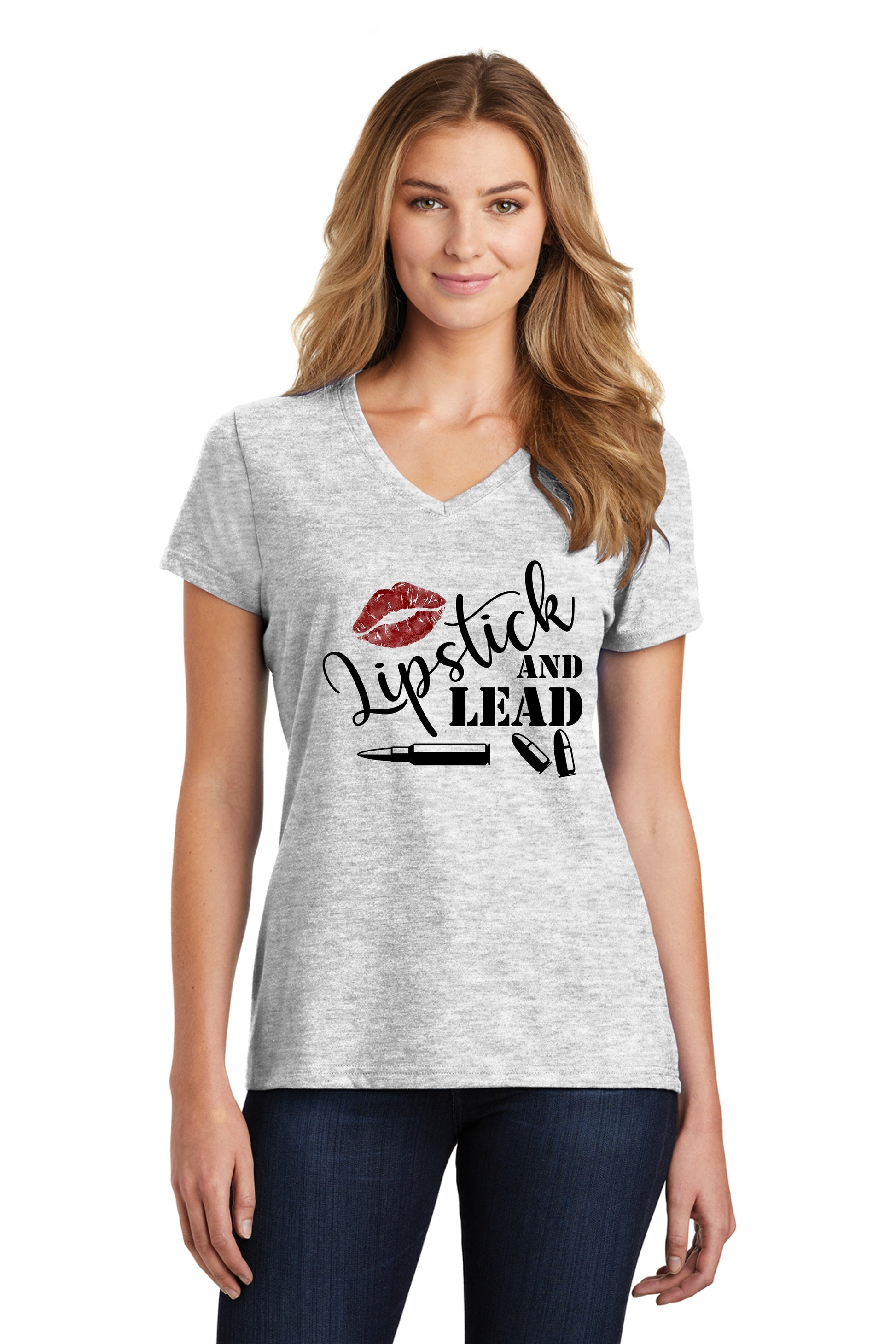 "Lipstick and Lead" V-Neck Tee