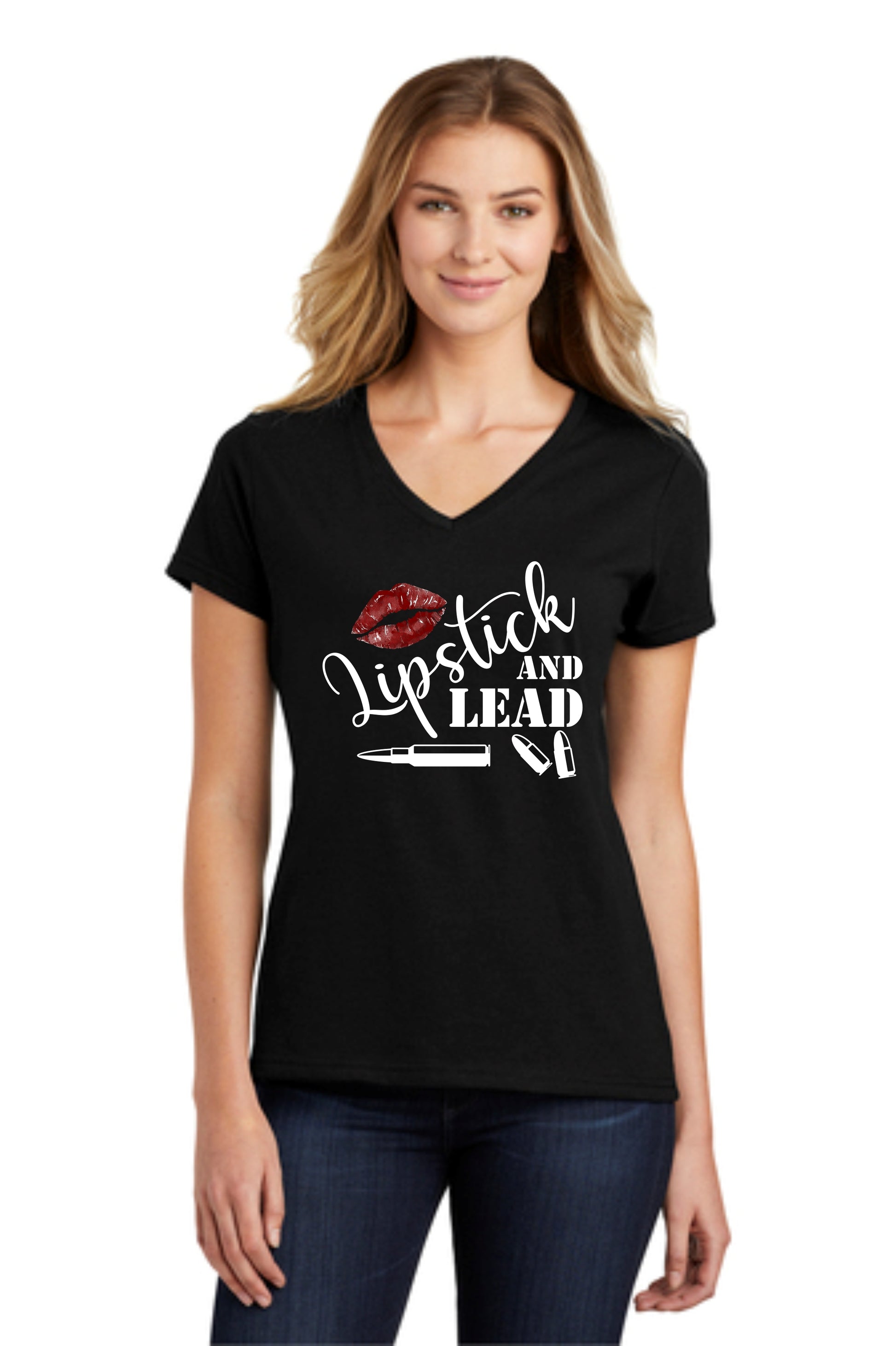 "Lipstick and Lead" V-Neck Tee