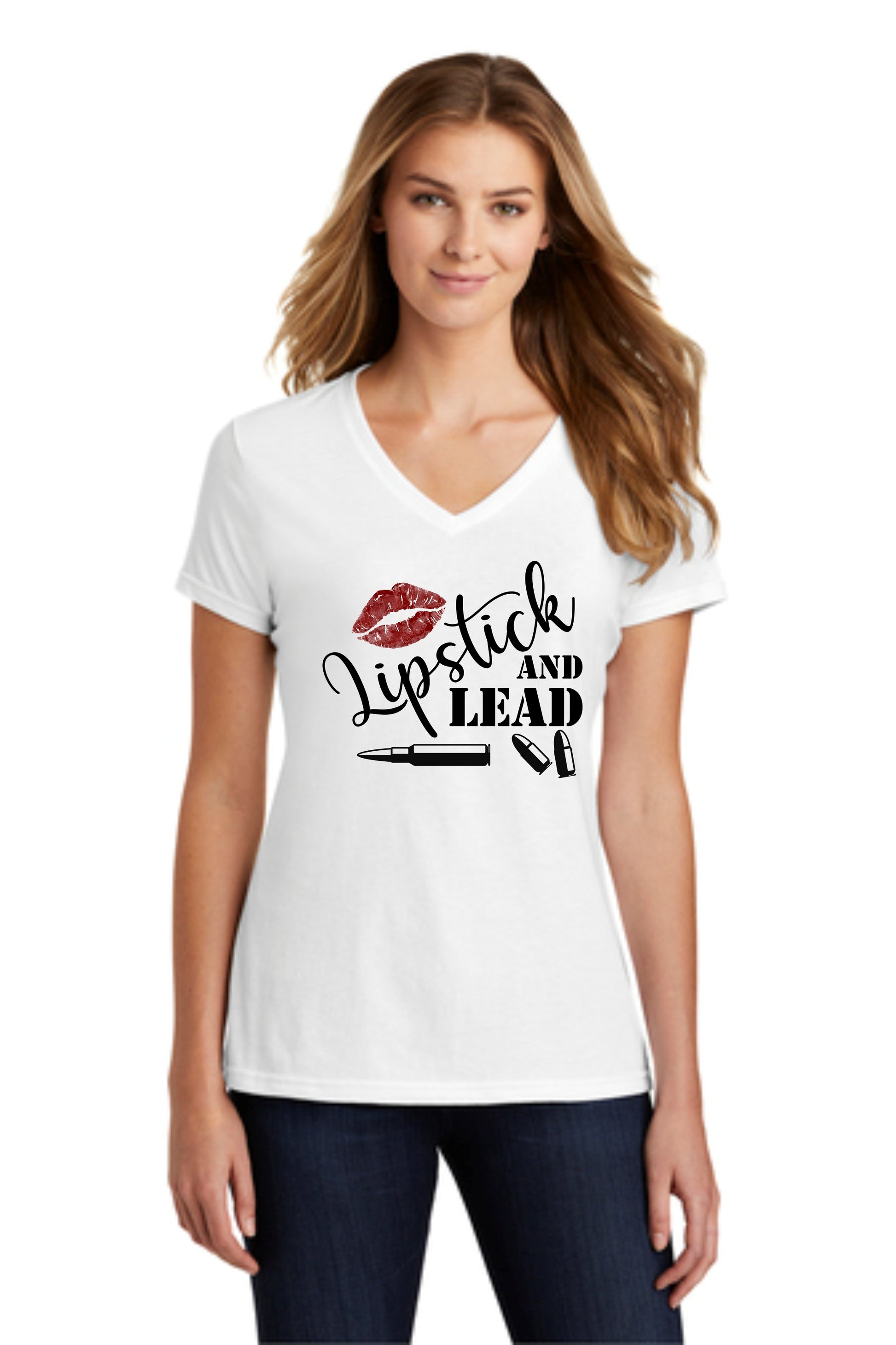 "Lipstick and Lead" V-Neck Tee