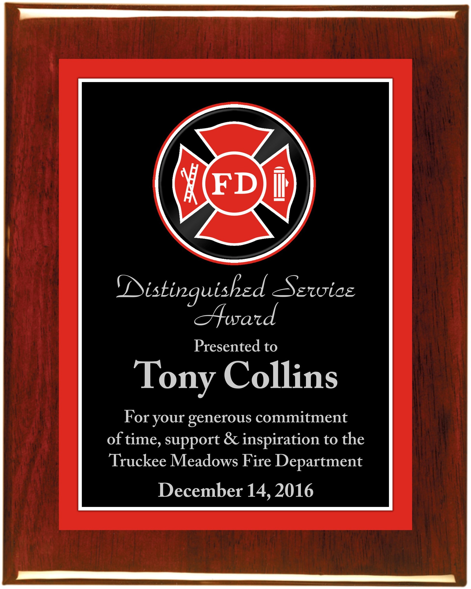 Premium Hardwood Fire Department Plaque