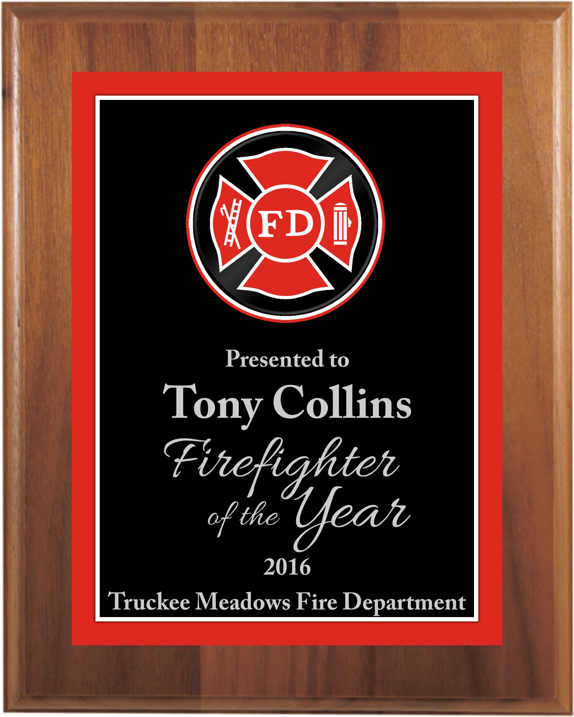Premium Hardwood Fire Department Plaque