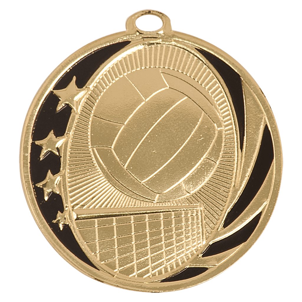 Bright Gold 2" Volleyball Laserable MidNite Star Medal