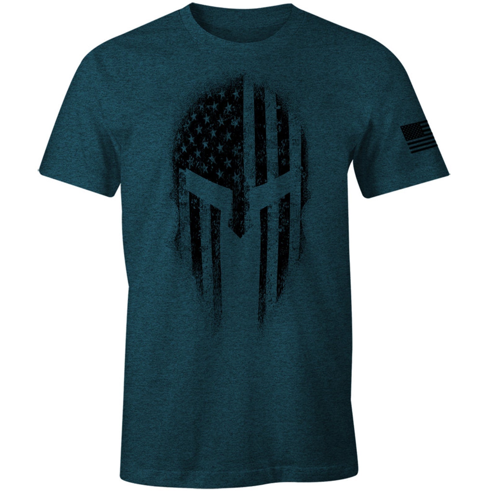 USA Flag American Spartan Helmet T-Shirt