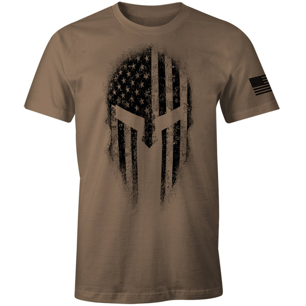 USA Flag American Spartan Helmet T-Shirt