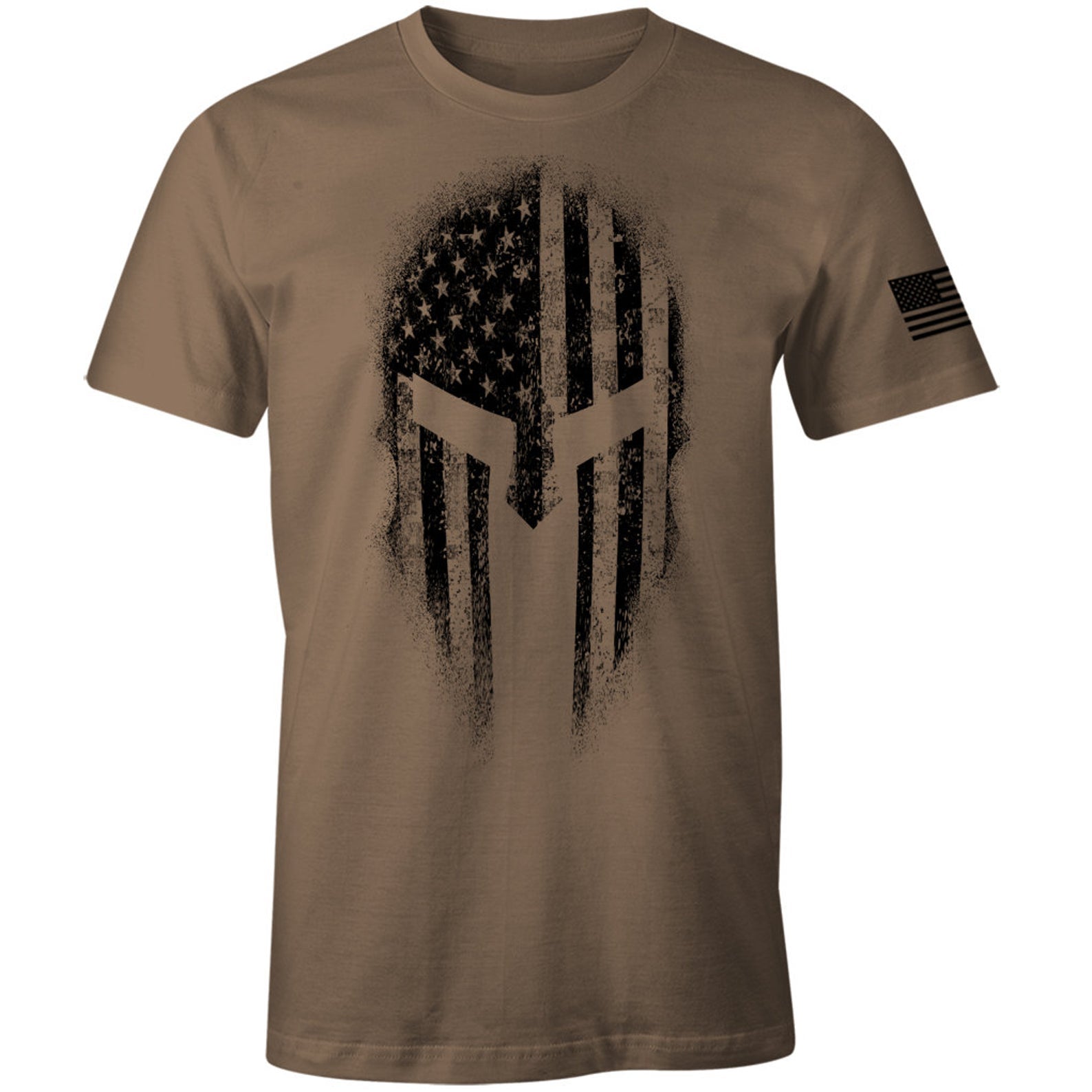 USA Flag American Spartan Helmet T-Shirt