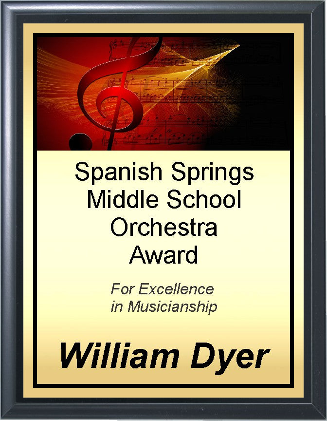 Golden Treble Clef Music Plaque