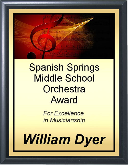 Golden Treble Clef Music Plaque