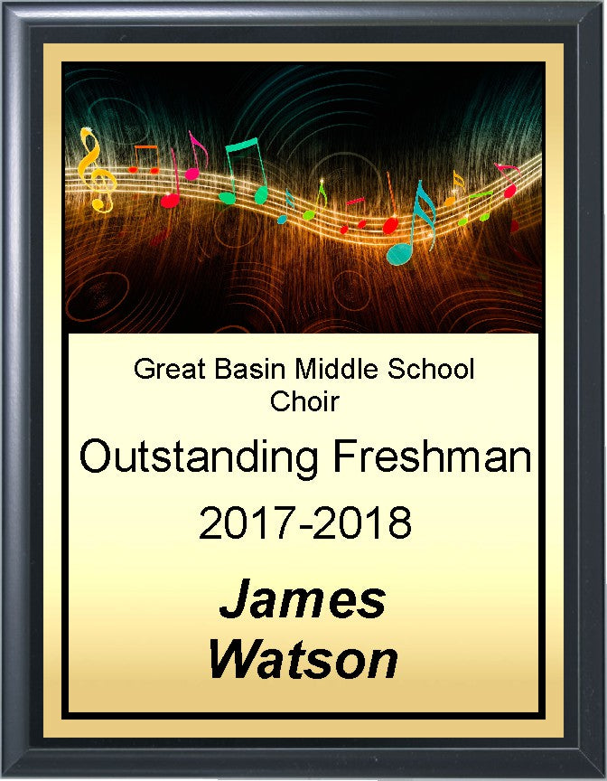 Colorful Notes Music Plaque, Gold
