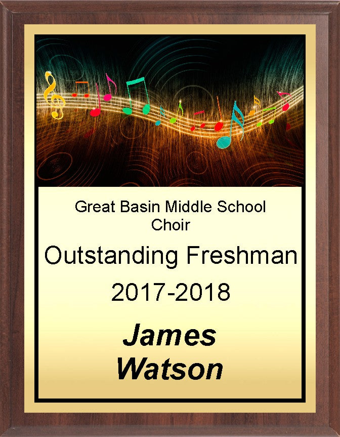Colorful Notes Music Plaque, Gold