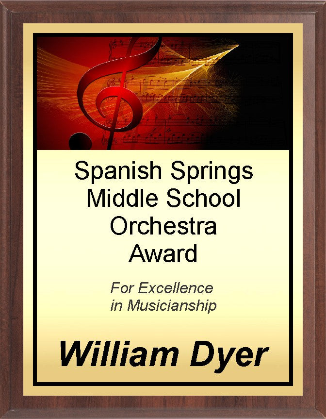 Golden Treble Clef Music Plaque