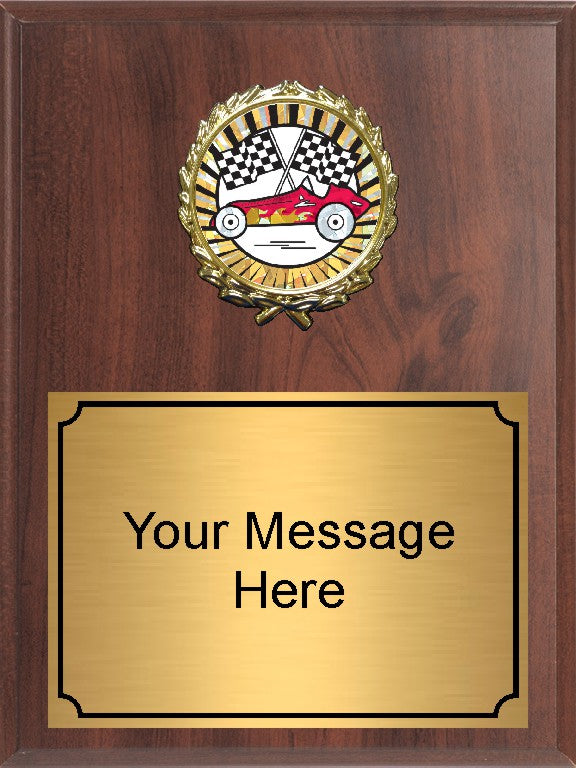Economy Heat Transfer Plaque with Pinewood Derby Medallion