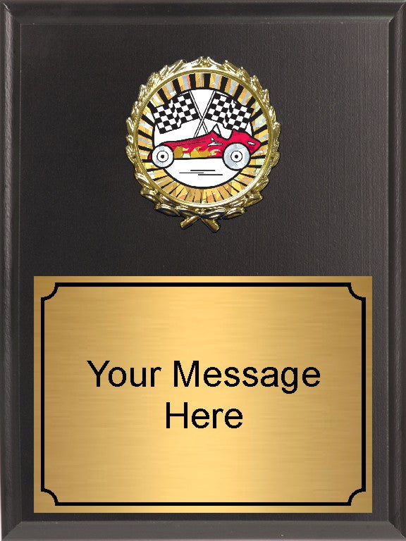 Economy Heat Transfer Plaque with Pinewood Derby Medallion