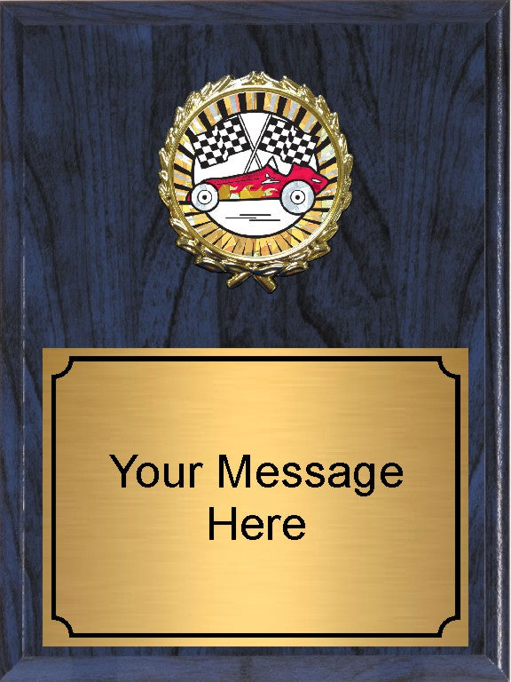Economy Heat Transfer Plaque with Pinewood Derby Medallion