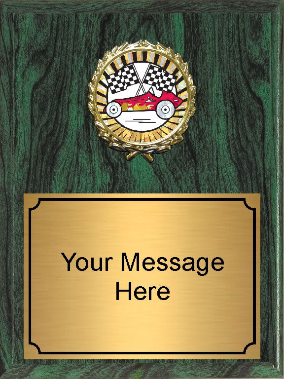 Economy Heat Transfer Plaque with Pinewood Derby Medallion
