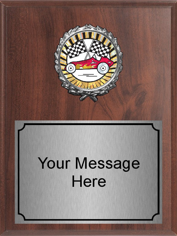 Economy Heat Transfer Plaque with Pinewood Derby Medallion
