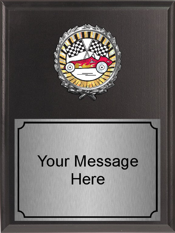 Economy Heat Transfer Plaque with Pinewood Derby Medallion